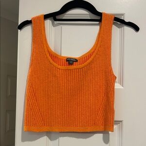Orange Ribbed Knit Tank Top